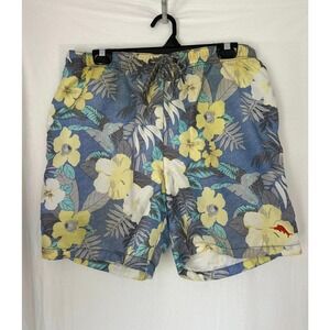 TOMMY BAHAMA Relax Blue Yellow Floral Swim Shorts Trunks Mens L
